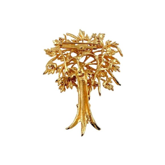 1950s Gold Plated Money Tree 3D Brooch Pin, Natural Pearl, Dollar Sign, Vintage - Picture 2 of 12